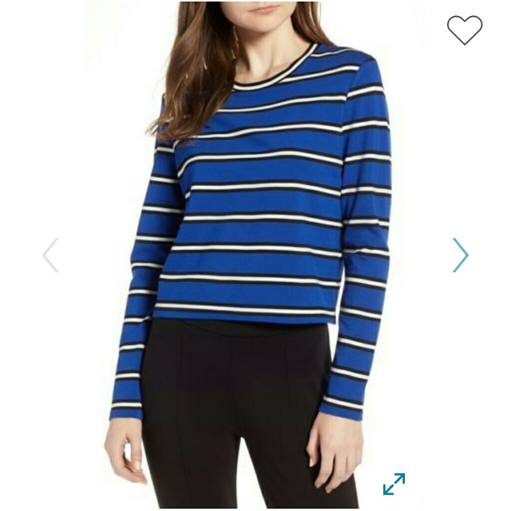 NWT HALOGEN-NORDSTROM Bold Stripes Long-Sleeve Knit Top